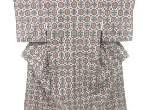 幾何学模様織り出し西陣伝承紬着物アンサンブル